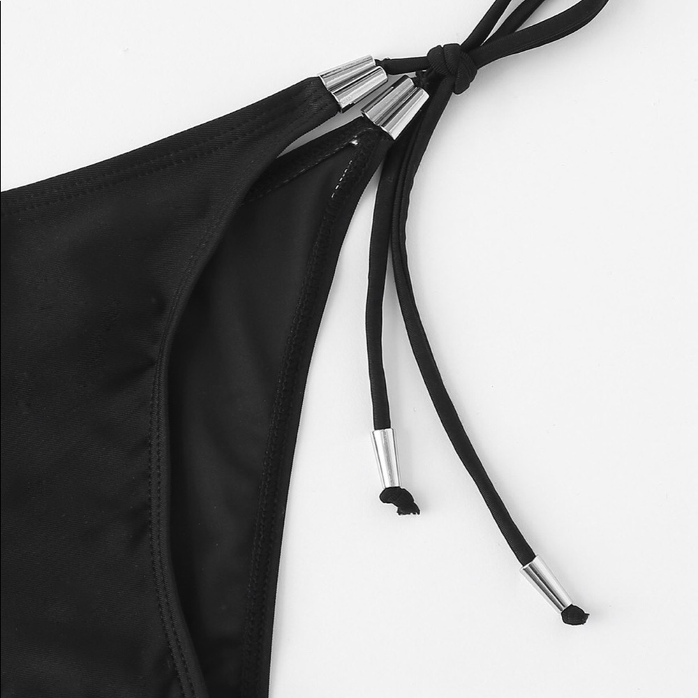 β€οΈ NEW Black Tie Side Contrast Mesh Bikini Set - Picture 4 of 6